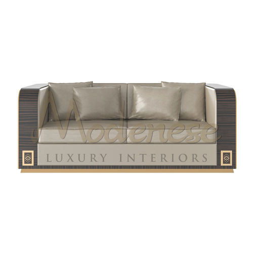 Modernes Sofa - 20404 - Modenese Luxury Interiors - Macassar-Ebenholz / lackiertes Holz / Leder