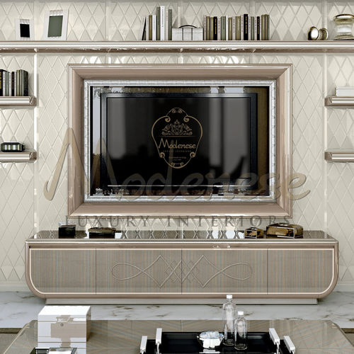 Moderner TV-Ständer - 20145 - Modenese Luxury Interiors - mit 4 Türen / hochglanzlackiertes Holz / Buche