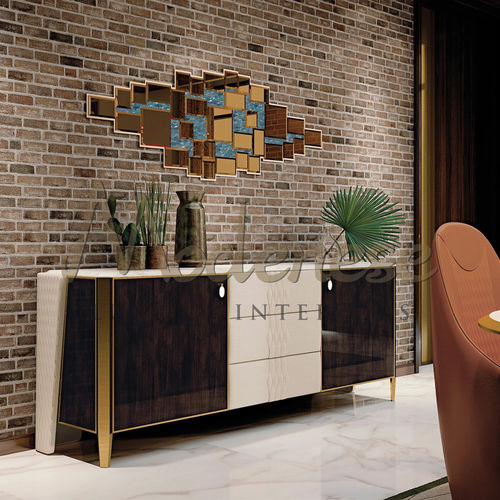 Modernes Sideboard - 20165 - Modenese Luxury Interiors - Leder / Holz / MDF-Laminat