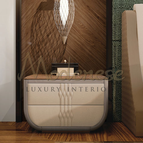 Moderner Nachttisch - 20125 - Modenese Luxury Interiors - Holz / Leder / Messing