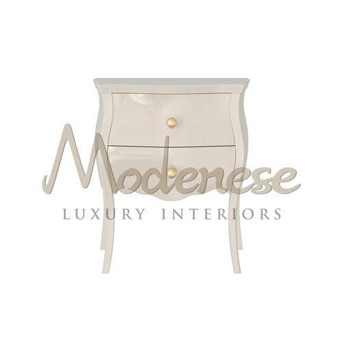 Moderner Nachttisch - 20118 - Modenese Luxury Interiors - lackiertes Holz / Gestell aus Holz / gebogen