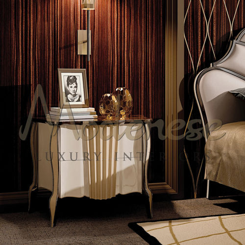Moderner Nachttisch - 20117 - Modenese Luxury Interiors - lackiertes Holz / Gestell aus Holz / rechteckig