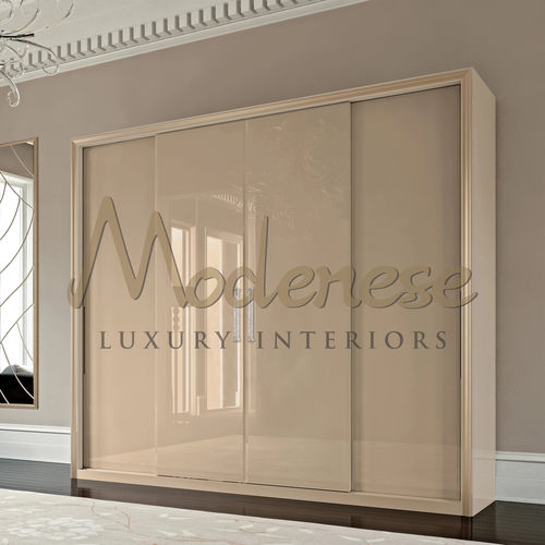 Moderner Kleiderschrank - 21221 - Modenese Luxury Interiors - hochglanzlackiertes Holz / mit Schiebetür / nicht angegeben