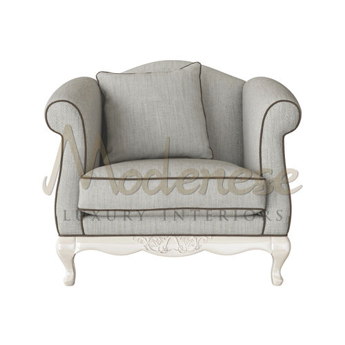 Barock Sessel - 21403 - Modenese Luxury Interiors - Stoff / Nussbaum / Polster