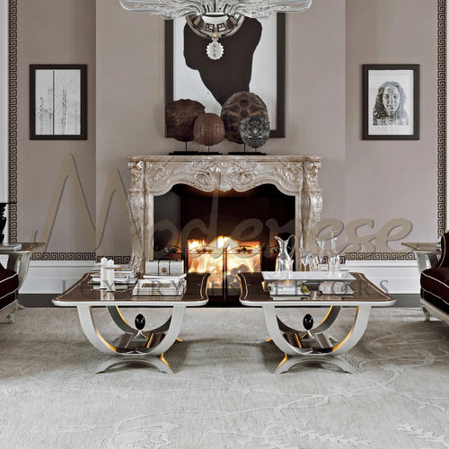Moderner Couchtisch - 21602 - Modenese Luxury Interiors - Holz / Macassar-Ebenholz / hochglanzlackiertes Holz
