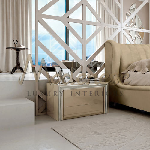 Nachttisch / minimalistisches Design - 21205 - Modenese Luxury Interiors - lackiertes Holz / hochglanzlackiertes Holz / flach