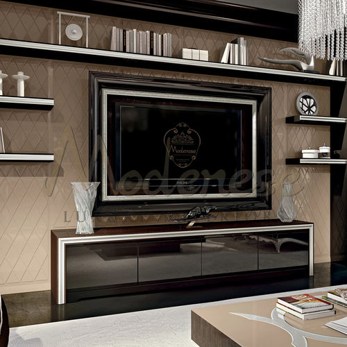 Modernes Fernsehmöbel - 21110 - Modenese Luxury Interiors - mit 4 Türen / Buche / blattvergoldetes Holz