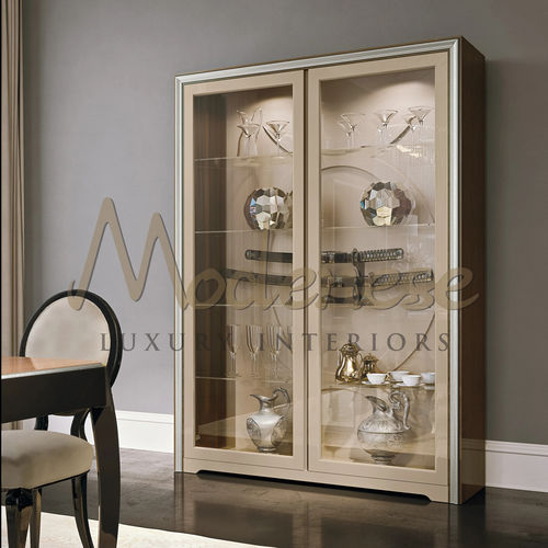 Moderner Vitrinenschrank - 21108 - Modenese Luxury Interiors - Buche / Glas / mit Schwingtüren