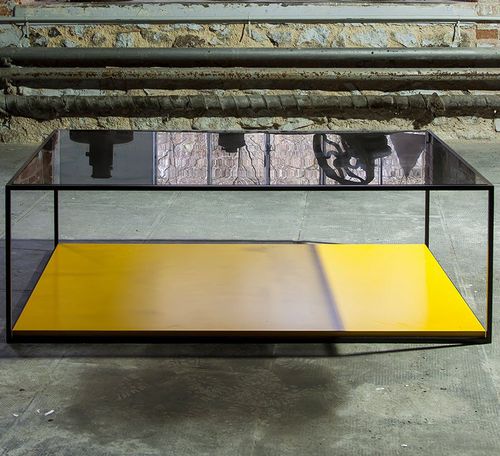 Moderner Couchtisch - KARUSA - Duvivier - Glas / Eiche / Stahl