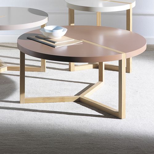 Moderner Couchtisch - TRIOLET - Duvivier - Eiche / Gestell aus Eiche / rund