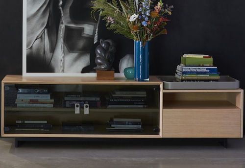 Modernes Sideboard - JEAN - Duvivier - Holz / Glas / mit Schubladen