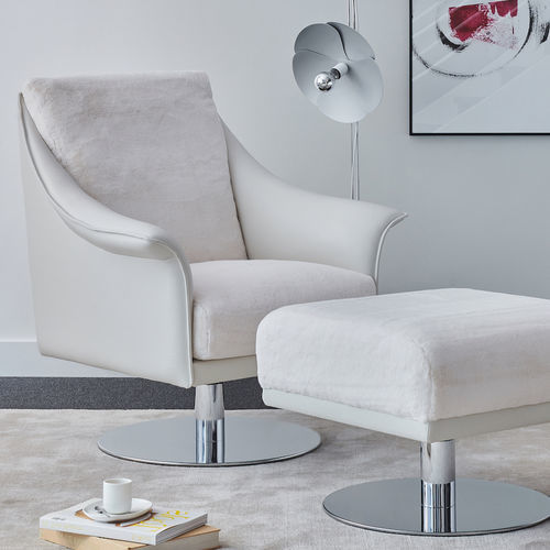 Moderner Sessel - ACHILLE - Duvivier - Stoff / Leder / mit Fußstütze
