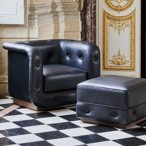 Chesterfield-Sessel - SERGE - Duvivier - Stoff / Leder / Buche
