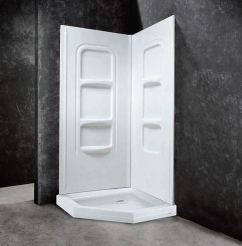 Begehbare Dusche - MIRADO - CAML-TOMLIN - Quarzit / für Eckeinbau