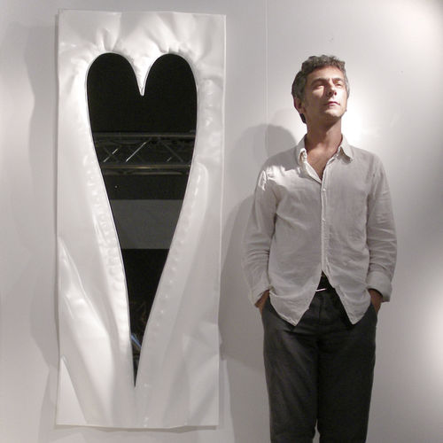 Wandmontierter Spiegel - CUORE BIANCO / WHITE HEART - marco mazzei - modern / rechteckig / aus lackiertem Metall