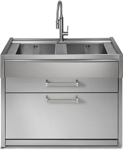 Edelstahl-Spülbeckenunterschrank - GENESI 120  - STEEL - für Privatgebrauch / für Gewerbegebrauch