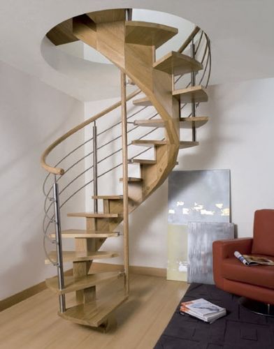 Runde Wendeltreppe - NEBBIOLO - EIMA - Holzstufen / mit Holzstruktur / modern