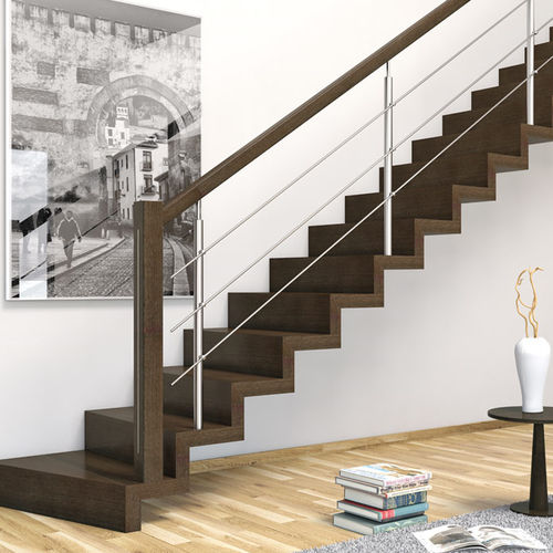 Gerade Treppe - CHARDONNAY - EIMA - Holzstufen / mit Holzstruktur / modern