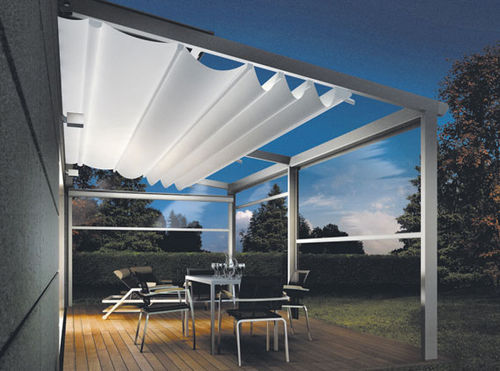 Angebaute Pergola - IRIDIUM - EIMA - Aluminium / Faltdach