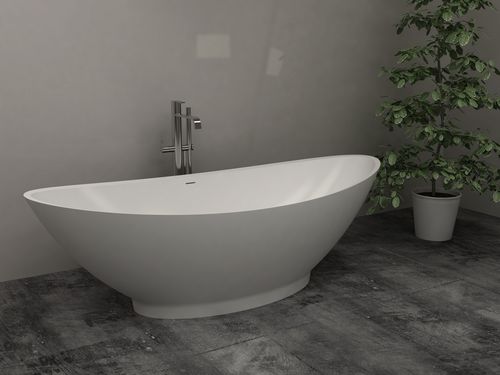 Ovale Badewanne - BS-S21 - Bella Stone Company Limited - freistehend / Mineralwerkstoff / weiß