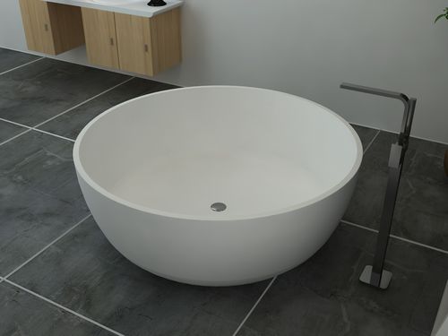 Runde Badewanne - BS-S25 - Bella Stone Company Limited - freistehend / Mineralwerkstoff / weiß