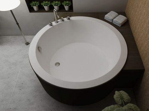 Runde Badewanne - BS-S35 - Bella Stone Company Limited - freistehend / Mineralwerkstoff / weiß
