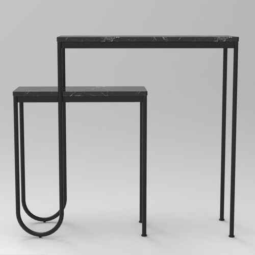 Moderner Konsolentisch - NESTED - VIDAME EDITIONS - Messing / thermolackierter Stahl / Marmor