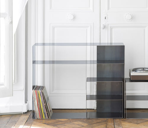 Industriedesign-Konsolentisch - QUATTRO : 3 - VIDAME EDITIONS - gewachstes Holz / Stahl / rechteckig