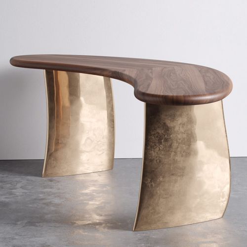 Moderner Schreibtisch - KAIMANA - Aguirre Design - Nussbaum / Bronze / maßgefertigt