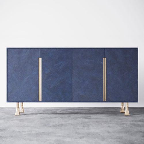 Modernes Sideboard - SPANIOL - Aguirre Design - Nussbaum / Bronze / Leder