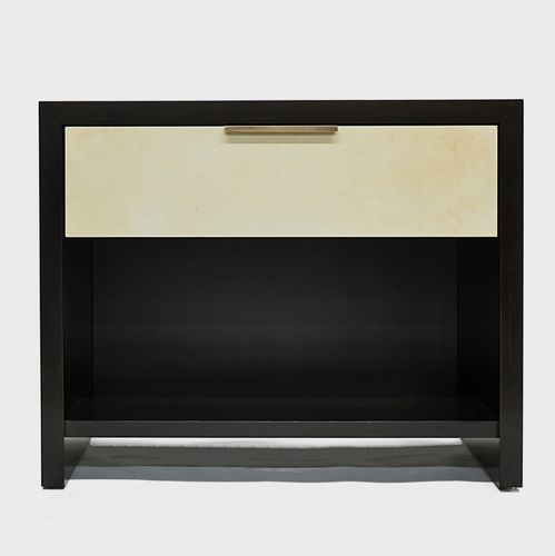 Moderner Nachttisch - Aguirre Design - Ahornholz / Messing / Pergamentpapier