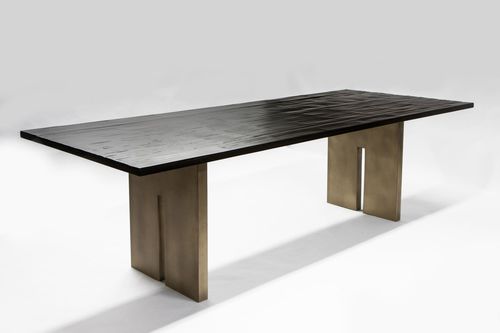 Moderner Esstisch - SALOME - Aguirre Design - Bambus / Gestell aus Messing / rechteckig