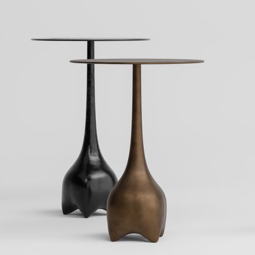Moderner Beistelltisch - MALAGANA - Aguirre Design - Bronze / Gestell aus Bronze / rund