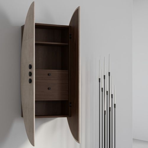 Wandmontiertes Sideboard - PEARL - Aguirre Design - modern / Nussbaum / maßgefertigt