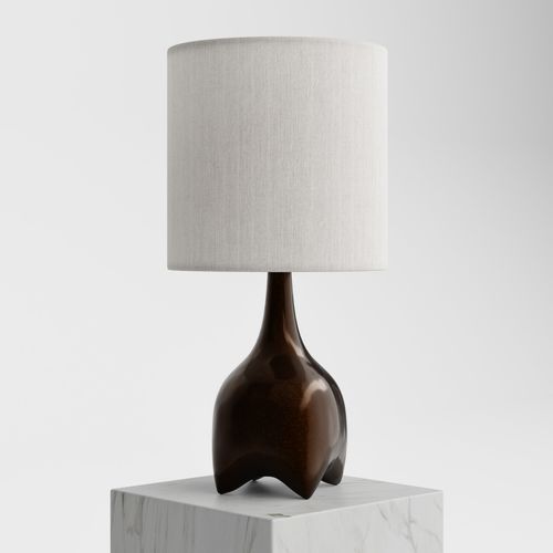 Tischlampe - MALAGANA - Aguirre Design - Bronze / Leinen / modern