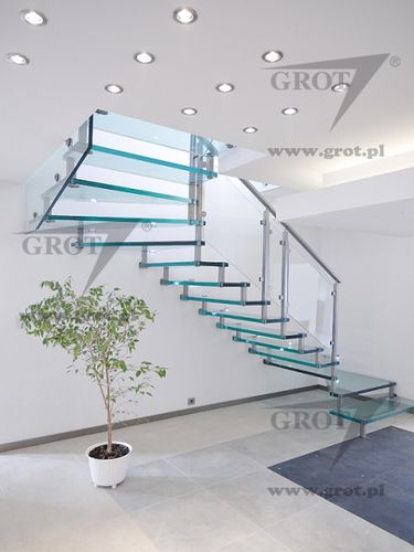 Halbgewendelte Treppe - LIDIA 1  - GROT - Glasstufen / mit Stahlstruktur / modern