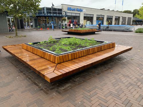 Holz-Pflanzkübel - UTRECHT - ANAE street furniture - pulverbeschichteter Stahl / rechteckig / hochbelastbar