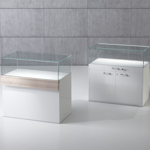 Moderne Vitrine - QF/10B - Italvetrine - Hartglas / Holz / mit Sichtfläche