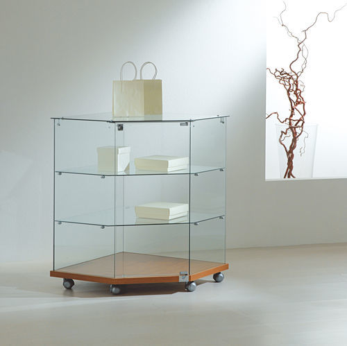 Moderne Vitrine - 7/90 - Italvetrine - freistehend / Hartglas / Wenge