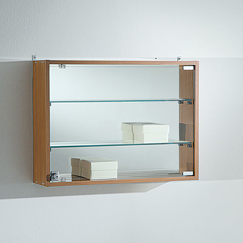 Wandmontiertes Regal - 60/45 - Italvetrine - modern / Holz / Vorderseite aus Hartglas