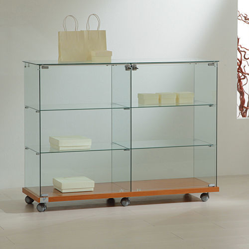 Moderne Vitrine - 12/90 - Italvetrine - freistehend / Hartglas / Wenge