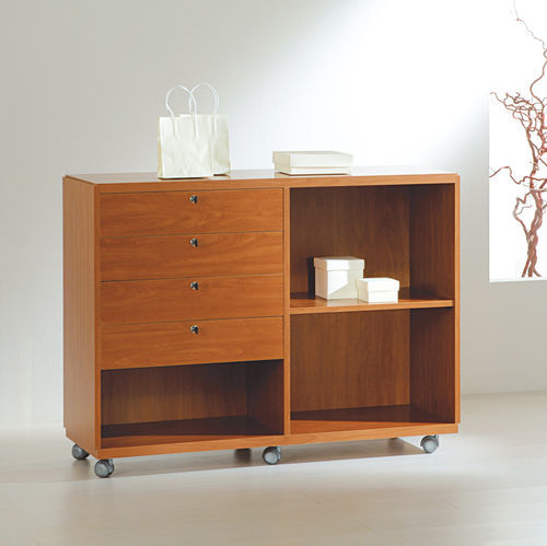 Holz-Schreibtischcontainer - 12/90B - Italvetrine - mit 4 Schubladen / auf Rollen