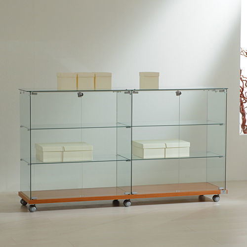 Moderne Vitrine - 16/90 - Italvetrine - freistehend / Hartglas / Wenge