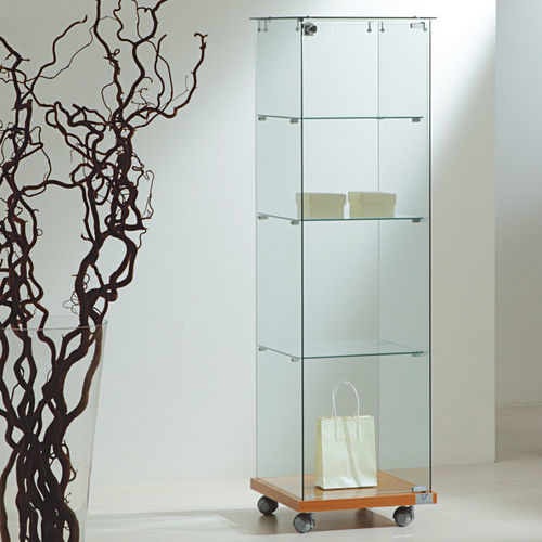 Moderne Vitrine - 4/14 - Italvetrine - freistehend / Hartglas / Wenge