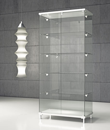 Moderne Vitrine - Q/85 - Italvetrine - auf Beinen / Hartglas / beleuchtet