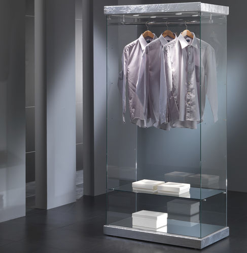 Moderne Vitrine - 9/SA - Italvetrine - Hartglas / Kunstleder / beleuchtet
