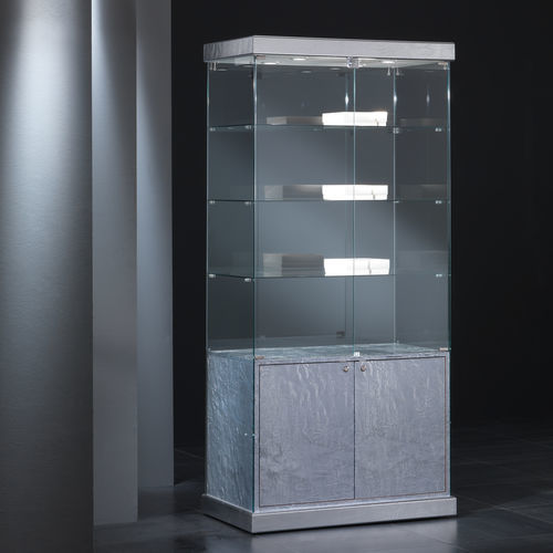 Moderne Vitrine - 9/SM - Italvetrine - Hartglas / Leder / beleuchtet