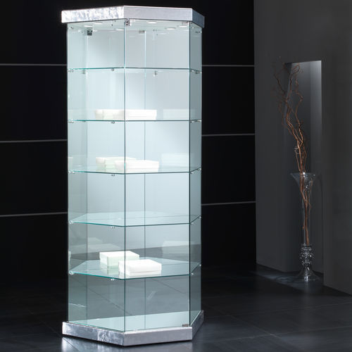 Moderne Vitrine - 9/TR - Italvetrine - Hartglas / Kunstleder / beleuchtet