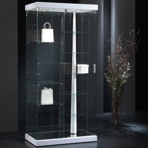 Moderne Vitrine - 9/G - Italvetrine - Hartglas / Kunstleder / beleuchtet