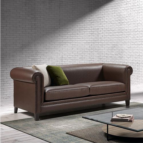 Klassisches Sofa - LONDON - MANUEL LARRAGA - Stoff / Leder / braun